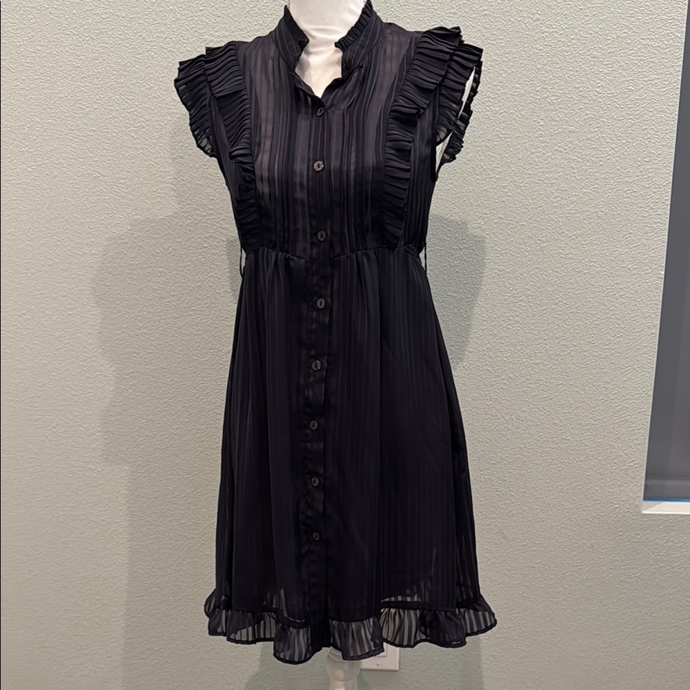 Adorable Navy Blue Ruffled Dress